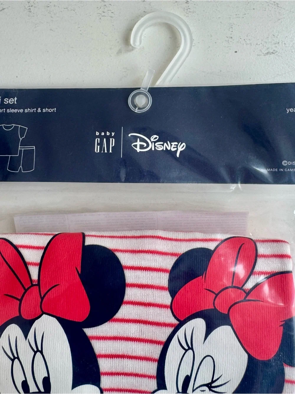 GAP Red and Navy Disney Minnie Mouse Short Sleeve Pajama Set, Girls Size 3T